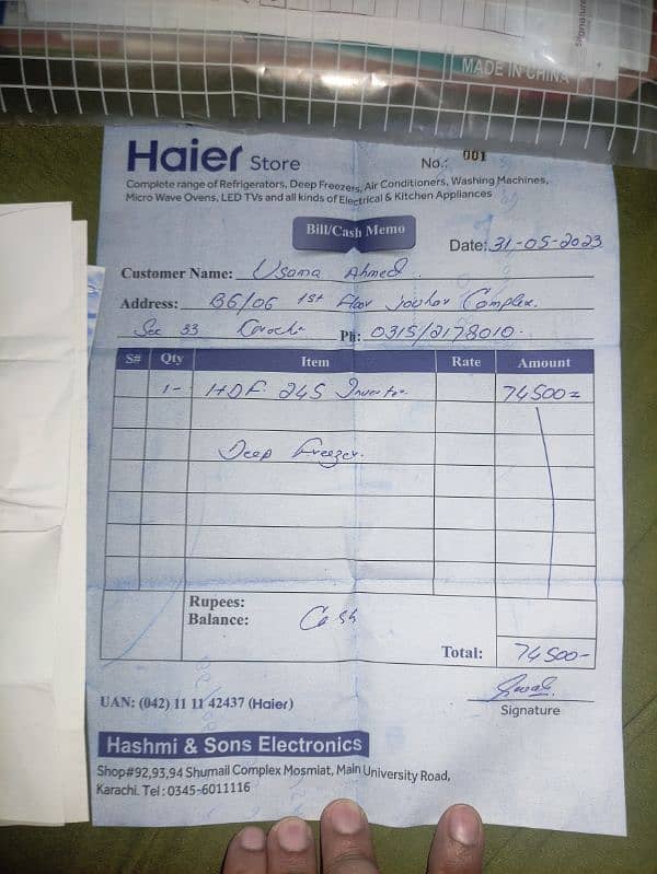 Haier Inverter Chest Freezer-HDF-245 INV WHITE-(Used) For Sale 10