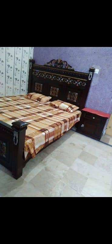 bed with side table with mattress and dressing  table 1