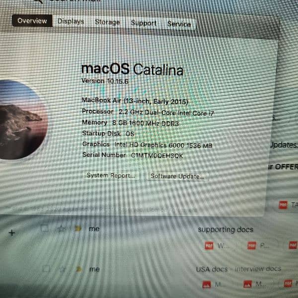 MacBook air 13 inch early 2015 core i7 2.2 Ghz 256gb SSD 8gb RAM 7