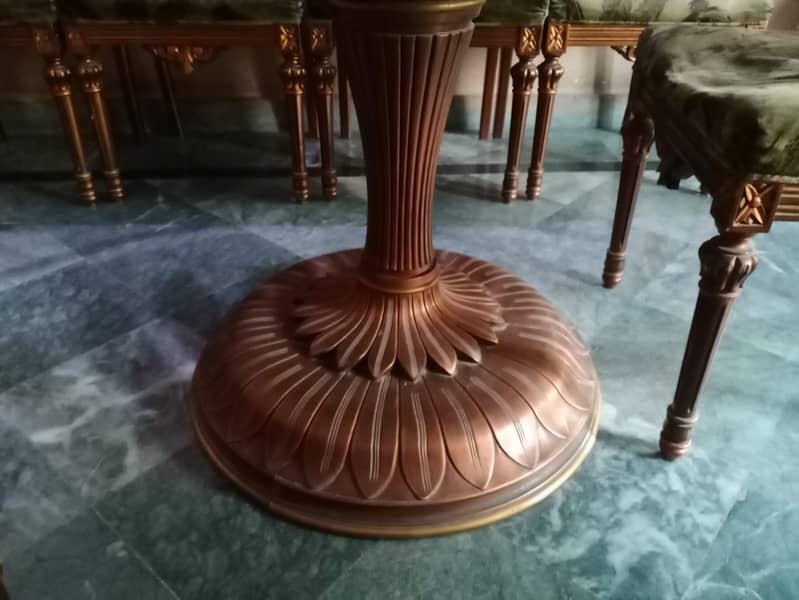 6 Chairs Wooden Round Dining table with glass top 2