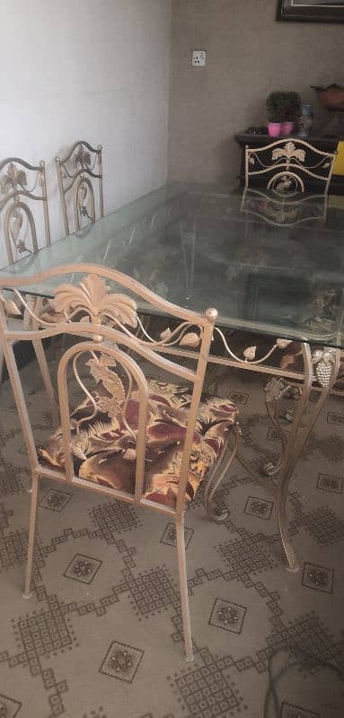 iron fancy 6 chair with glass table 1