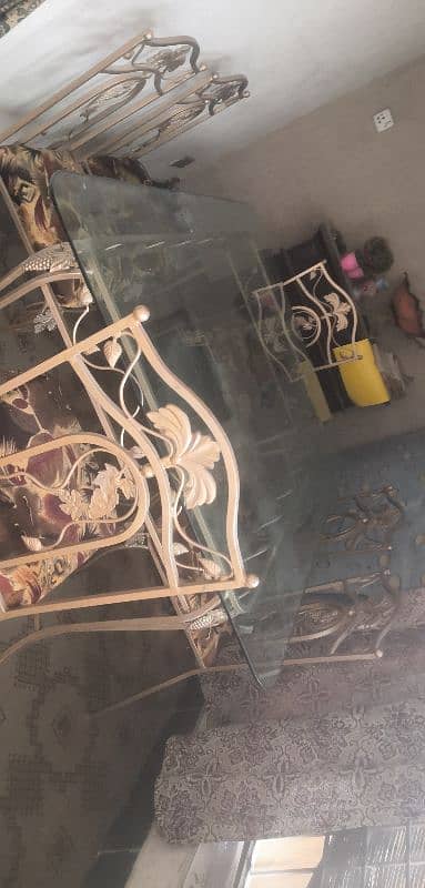 iron fancy 6 chair with glass table 2
