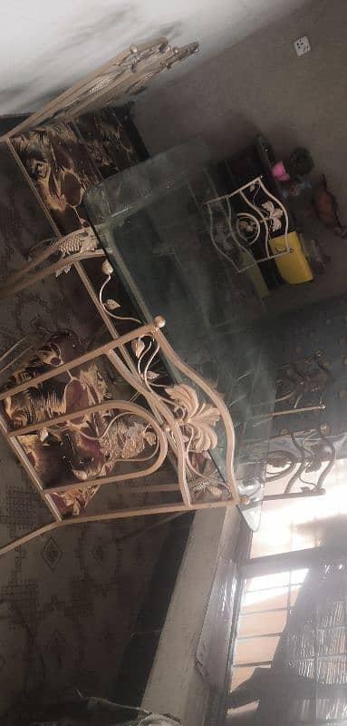 iron fancy 6 chair with glass table 3