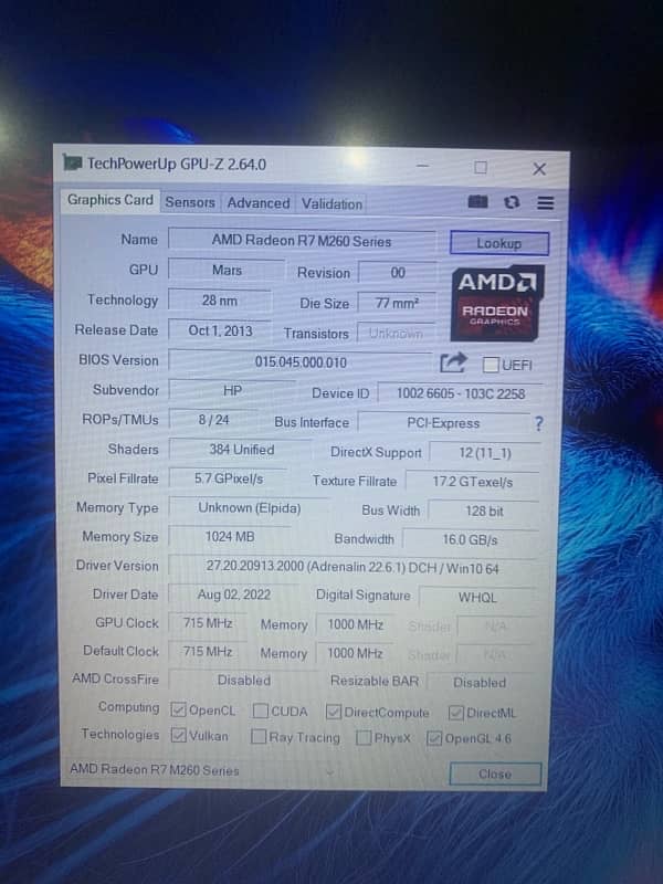 HP Elitebook 840 G2 AMD Graphics Card 9