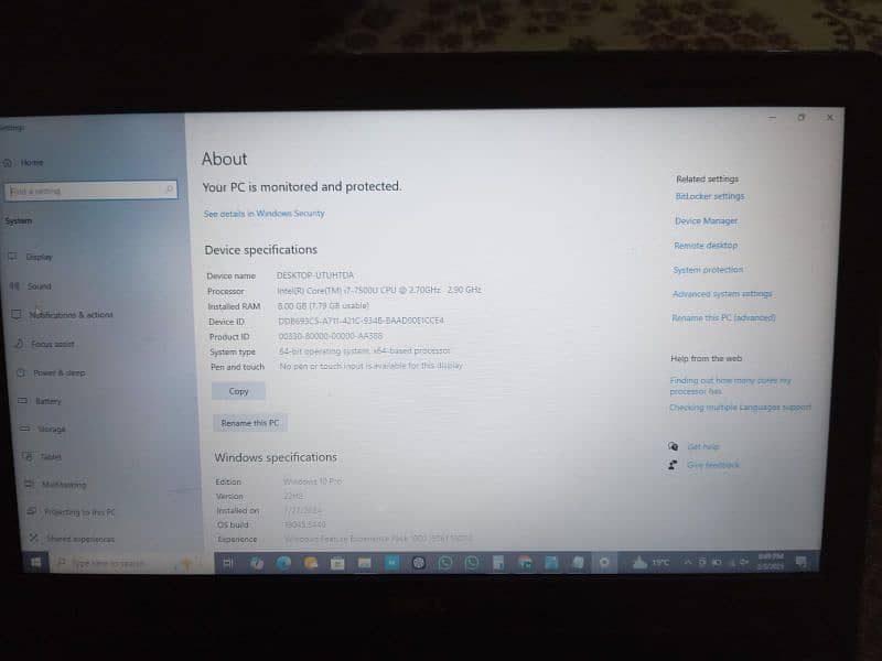 Dell vostro 14 core i7 7gen laptop 128gb SSD 320gb hdd 8gb ram 0