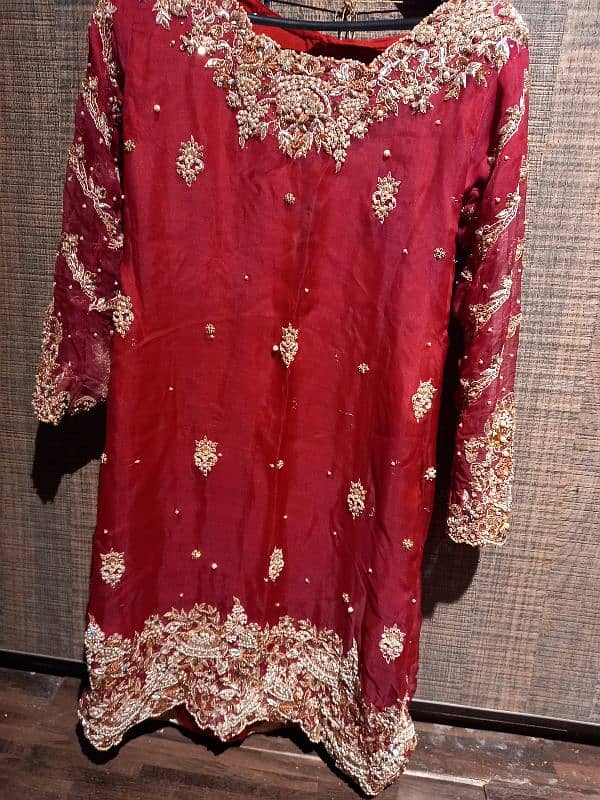 maroon designer bridal dress 0