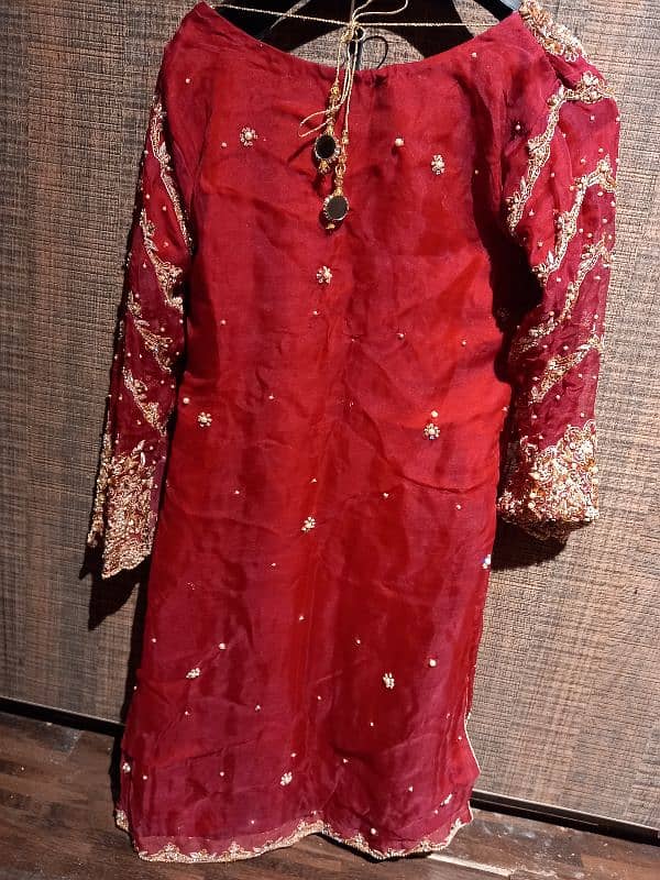maroon designer bridal dress 2