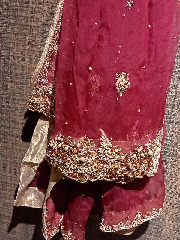 maroon designer bridal dress 3
