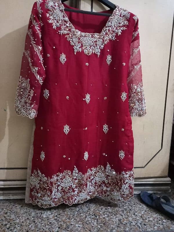 maroon designer bridal dress 4