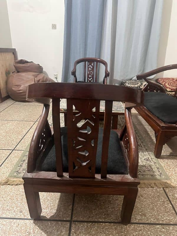 Wooden sofa set 4 seater with center table 5