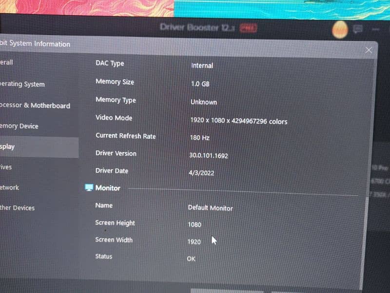 REDRAGON LED 24 INCHES 185HZ 1 MONTH USED 0