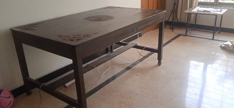 Solid Wood Carving top Dinning Table 0
