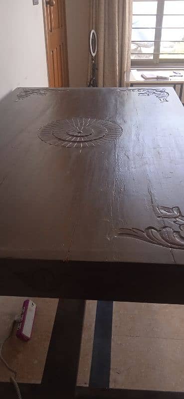 Solid Wood Carving top Dinning Table 2