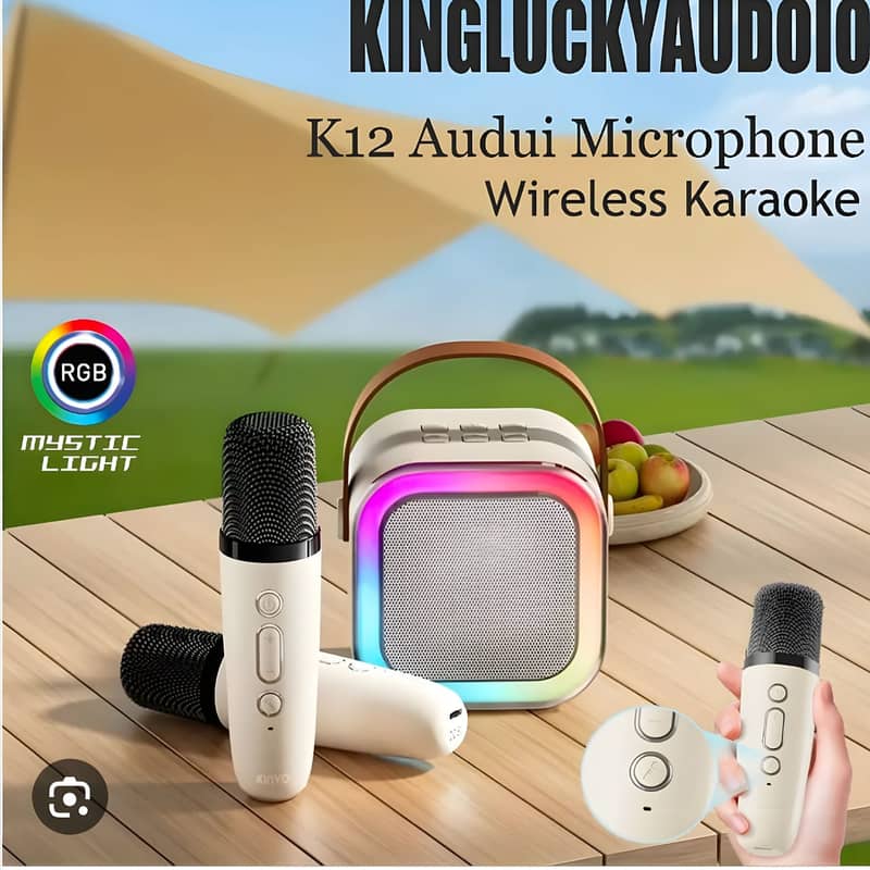 K12 Speaker Bluetooth + Wireless Karaoke Mic Speaker RGB Lights. 0