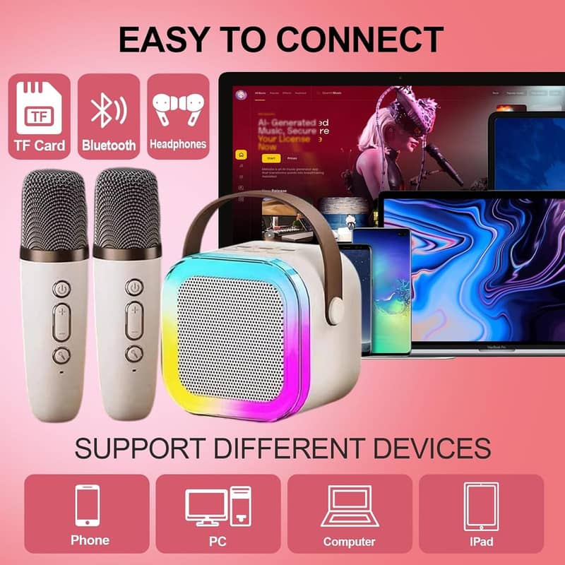 K12 Speaker Bluetooth + Wireless Karaoke Mic Speaker RGB Lights. 2