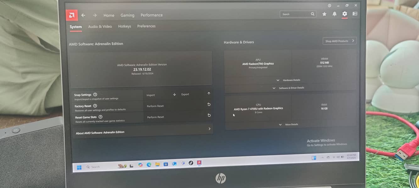 HP PROBOOK 445 G7 16GB RAM 256GB SSD 500GB HARD DISK 5