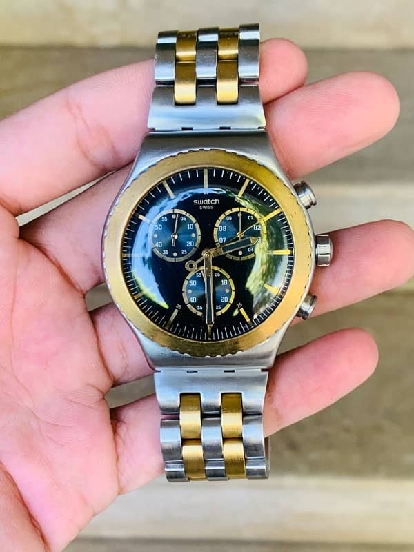 Swatch Swiss Made $$ Chronograph Watch Two Tone 44mm Dial Szie 9/10 2
