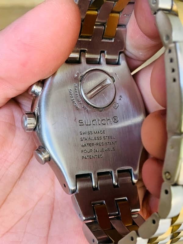 Swatch Swiss Made $$ Chronograph Watch Two Tone 44mm Dial Szie 9/10 3
