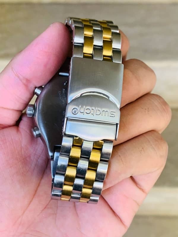 Swatch Swiss Made $$ Chronograph Watch Two Tone 44mm Dial Szie 9/10 4