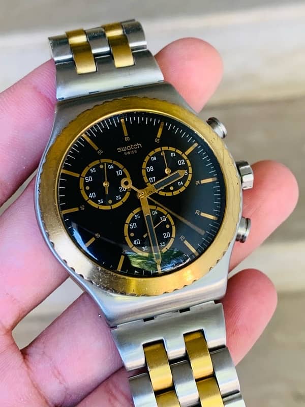 Swatch Swiss Made $$ Chronograph Watch Two Tone 44mm Dial Szie 9/10 8