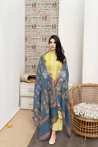 "3-Piece Unstitched Embroidered Suit for Women