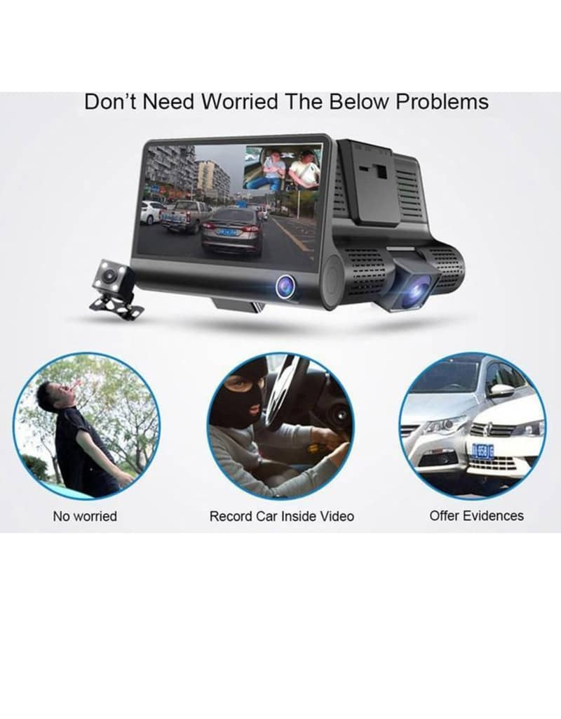 WDR Dashcam 3 Camera Lens Video Car DVR Full HD 1080P 1