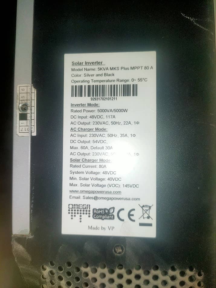 Omega USA Off Grid 5KWAT Solar Inverter Better then Fronus 2