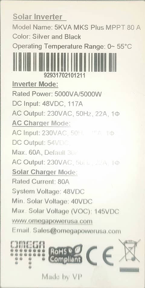 Omega USA Off Grid 5KWAT Solar Inverter Better then Fronus 3