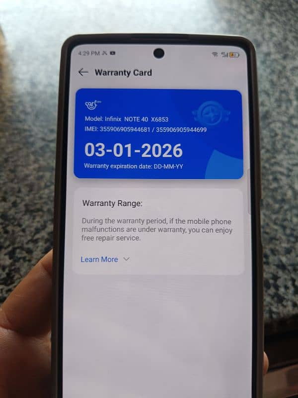 infinix note 40 Ram 8 + 8 storage 256 GB 1