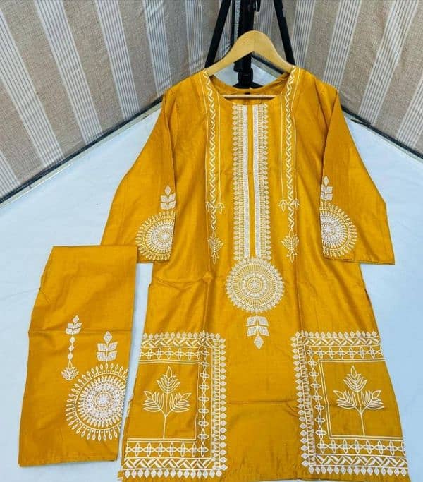 2 piece women's stitches linen printed shirt and trouser 1