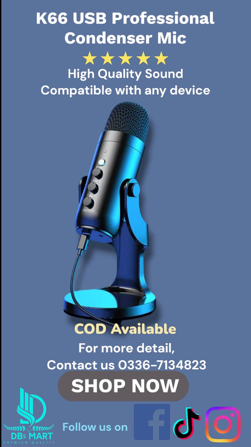 K66 USB Professional Condenser Mic 0