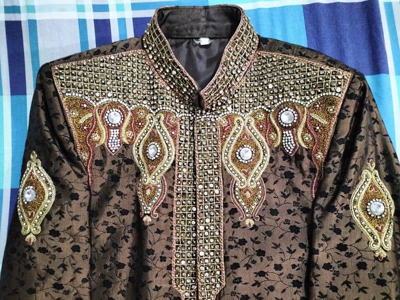 Designer Sherwani for Sale–Worn Once, Handcrafted Cora Work, Like New 0