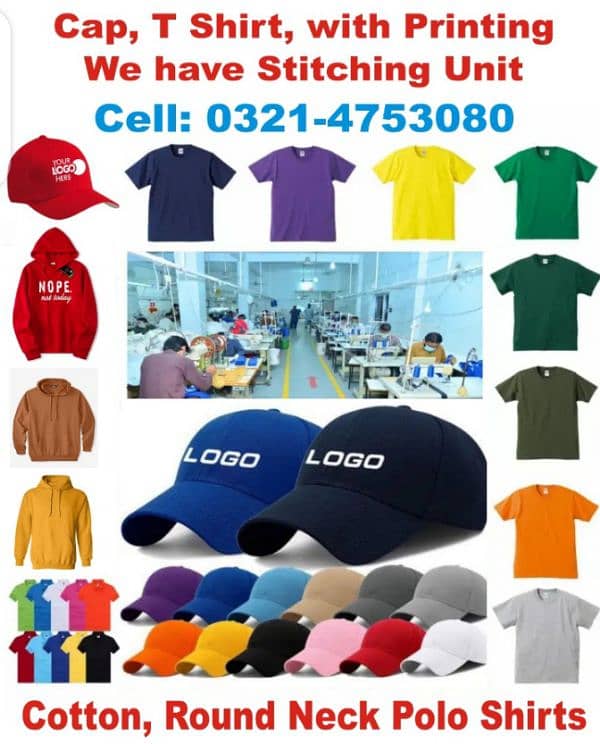 Caps T shirts printing with your Logo 0