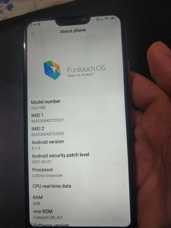 vivo y83 10/10 condition urgent sale pta prove 6