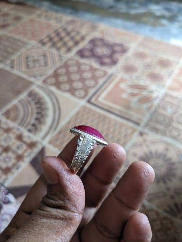 Original Ruby / Yaqoot Stone in Pure Chandi Ring 3