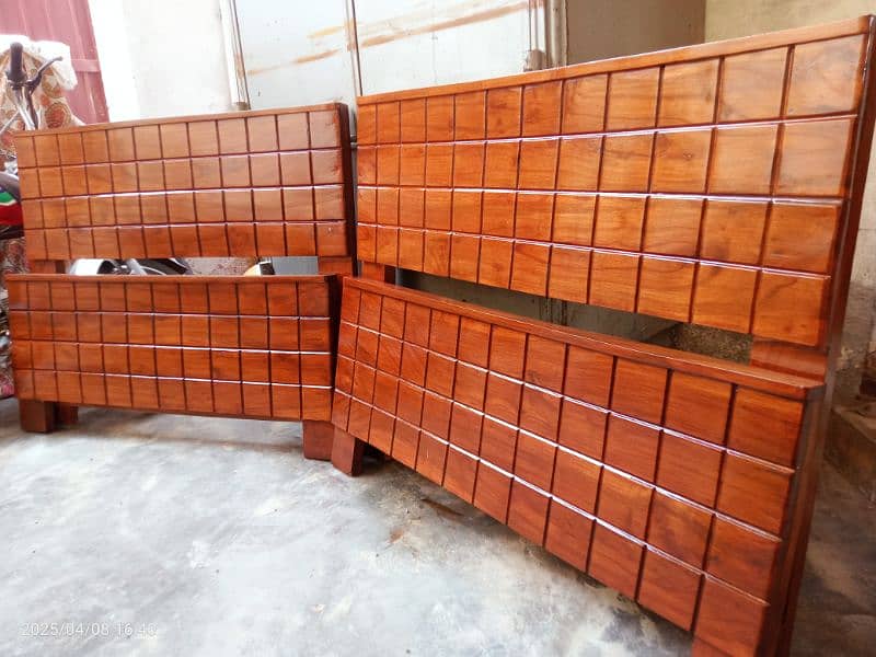 2 wooden single beds 0