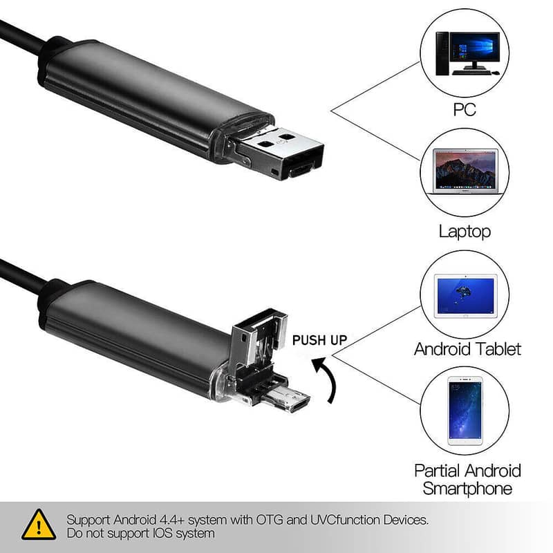 2M 6LED 5mm Android Endoscope Waterproof Snake Borescope USB Inspecti 0