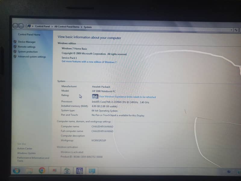 Hp 1000 Notebook pc 1