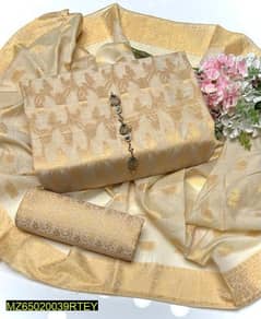 3 Pcs Women's Unstitched Paper Cotton Printed Suit