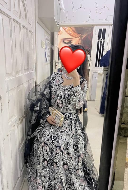 black long maxi full heavy embroidery with duppata 0