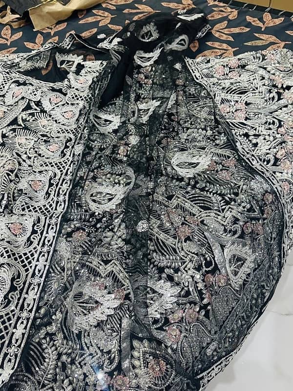 black long maxi full heavy embroidery with duppata 4