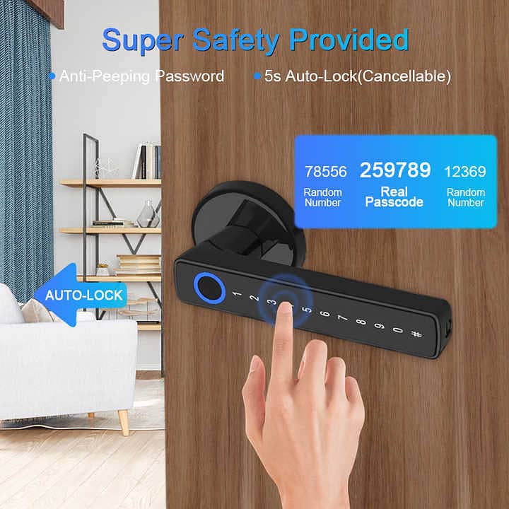 Wholesale Smart Handle WiFi Fingerprint Electric Door lock Airbnb tt 3