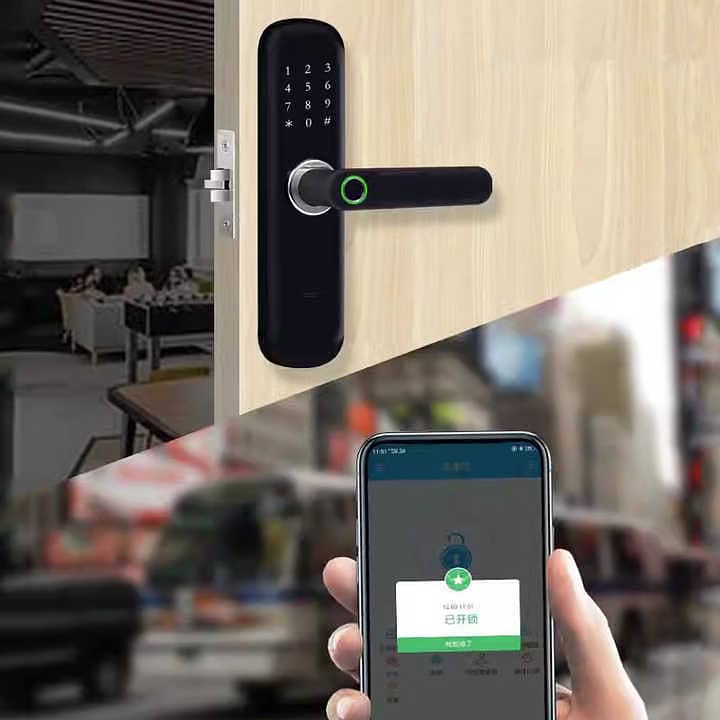 Airbnb Tuya Smart wifi Fingerprint Face Handle Electric door lock Home 2