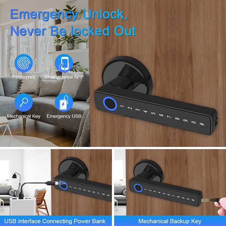 Airbnb Tuya Smart wifi Fingerprint Face Handle Electric door lock Home 5