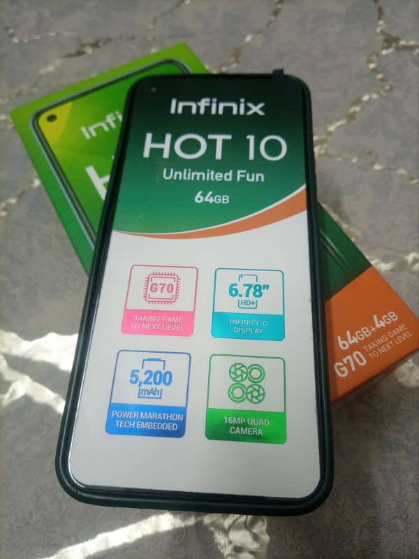 Infinix Hot 10 with Box and case 0
