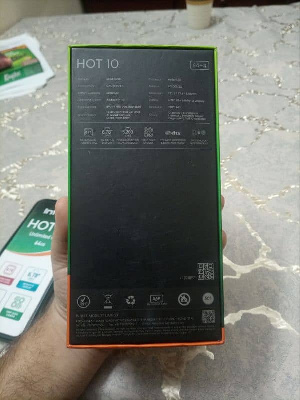 Infinix Hot 10 with Box and case 10
