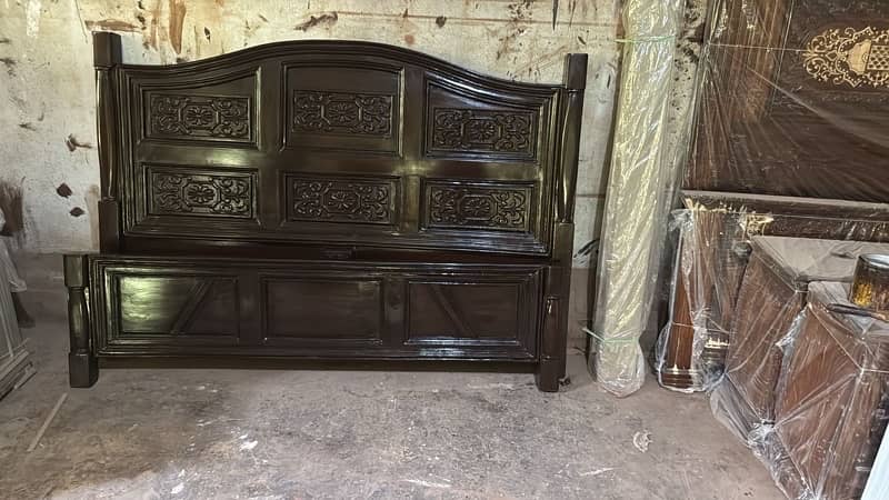 orignal tali wooden  bed set and chair and one table 5