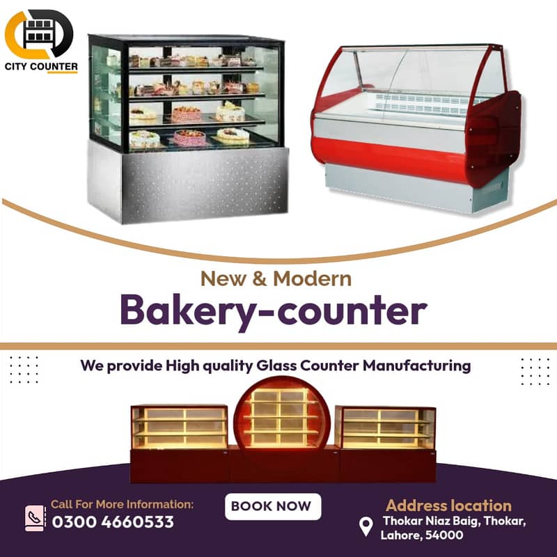 bakery display counter for sale / Sweet counter/ cake chillar 16