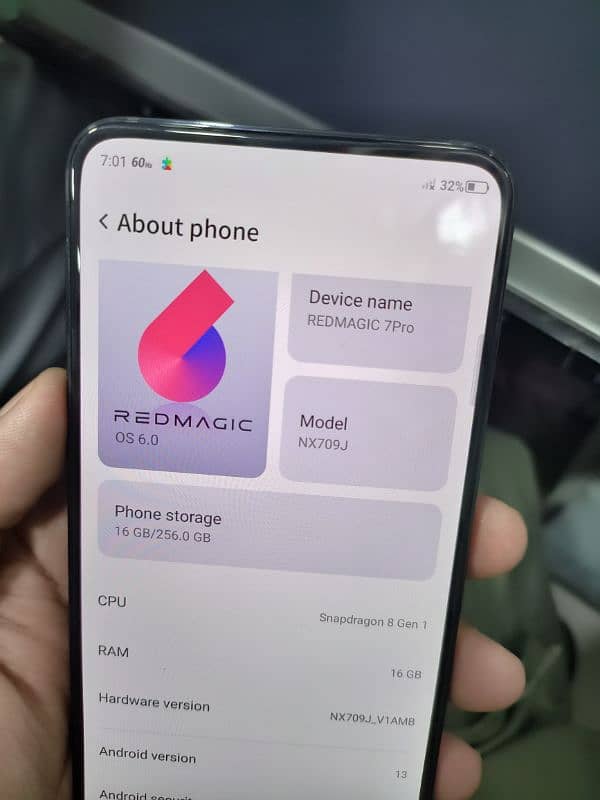 redmagic7 pro 16GB 256gb  pta prove rate final 1
