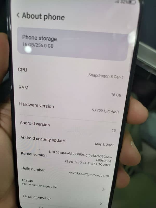 redmagic7 pro 16GB 256gb  pta prove rate final 2